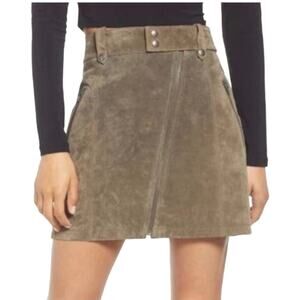 BlankNYC Zip Suede Neutral Minimalist Miniskirt size 18